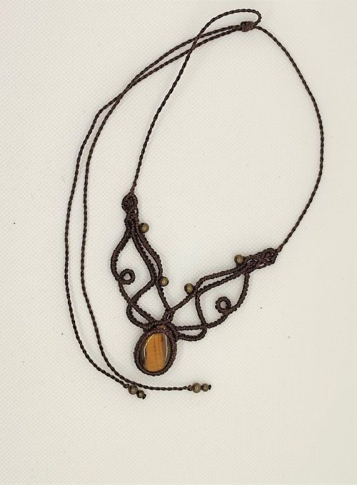 Collier amulette "Dana" Œil de tigre